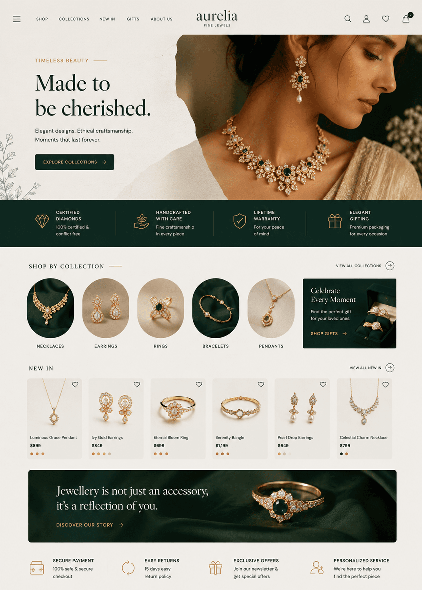 Minimal jewellery storefront theme preview