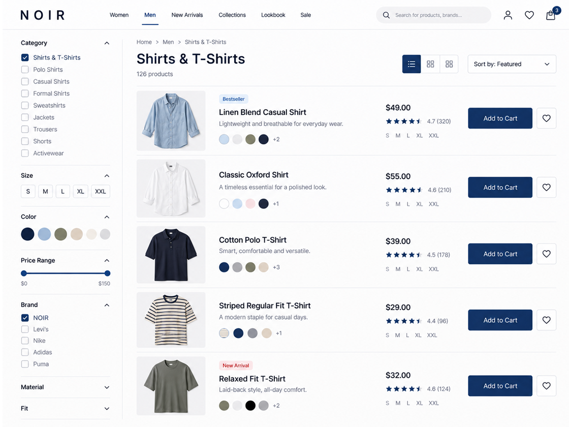 Catalog page with a smaller product count
