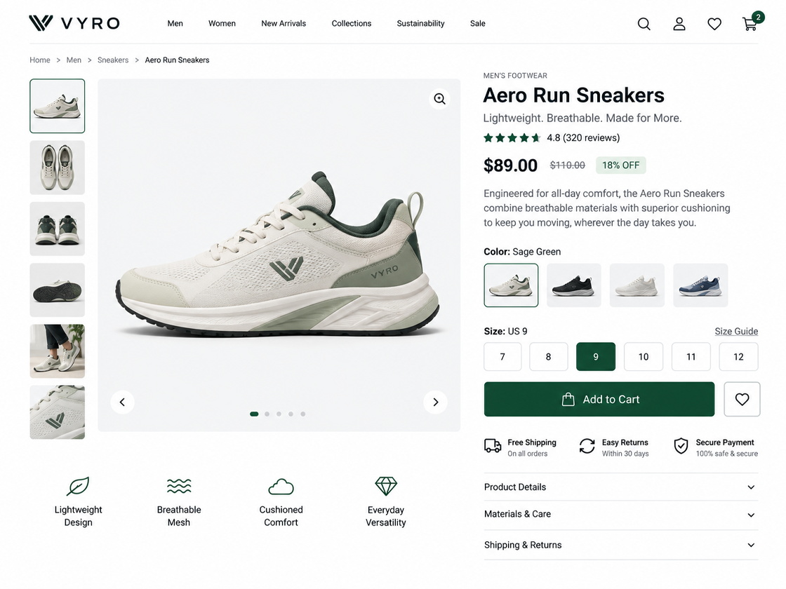 Storefront on desktop